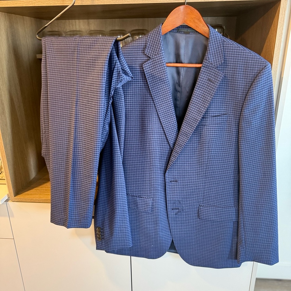 Boss Blue Checkered Suit